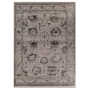 Someplace in Time Grey & <b>Black</b> Hand Knotted Afghan Wool <b>Rug</b> Medallion Pattern for Home Decor-EA-3033 - Product Image 1