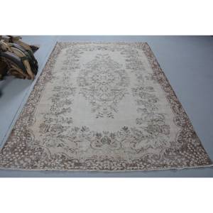 Vintage Turkish <b>Rug</b> Classic Beige Brown 6.1 X 8.8ft Large Area Wool Material Latex Patchwork for Hallway Rectangle <b>Bedside</b> <b>Rug</b> - Product Image 1