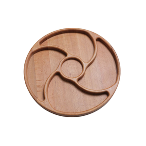 Bandeja con compartimento de diseño de hoja de grano de madera Natural elegante hecha a mano, utensilios de cocina florales, uso para Catering, bandeja decorativa de madera - Product Image 3