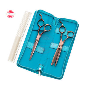 Juego de 2 tijeras de peluquería para peluquería | Juego de tijeras de corte y adelgazamiento de pelo de peluquero profesional con estuche con cremallera - Product Image 1