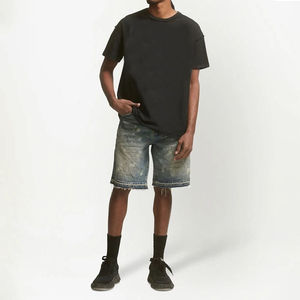 Wholesale Custom <b>Men's</b> Jeans High Waist Plain Dyed Denim Jeans Distress <b>Short</b> Zipper Fashionable Hot Sale <b>Men's</b> Jeans <b>Short</b> - Product Image 3