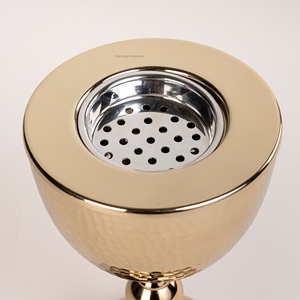 Porte-encens martelé en métal doré chic Oud Mabkhara Ramadan décoration brûleur Bakhoor classique pour parfum d'intérieur - Product Image 4