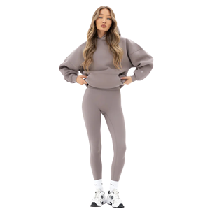 Sweat-shirt oversize pour femme en coton 50% et polyester 50%, rose taupe, streetwear, épaules tombantes, coupe décontractée, mode, vêtements d'hiver - Product Image 4