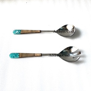 Latest Design Kitchenware 18/8 Stainless Steel <b>Salad</b> Server With Resin Handle Utensils <b>Salad</b> Spoon Fork Set <b>Salad</b> <b>Tools</b> Homeware - Product Image 5