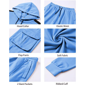 Chándal Cargo para Adulto, Color Azul Cielo, Manga Larga, Corte Ajustado, Felpa, Deportivo, para Correr, con Bolsillo - Product Image 5