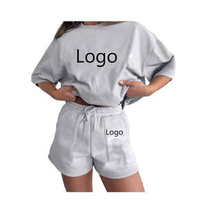 Conjunto de Camiseta y Pantalones Cortos Deportivos de Verano 2025 con Logotipo Personalizado, 300 GSM, Lavado, 100% Algodón, Impresión Serigráfica - Product Image 2