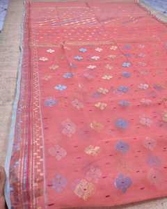 Exclusivo nuevo Deshi Dhakai Jamdani Sharee calidad de exportación para mujeres JAMDANI tela azul verde dorado cielo azul de Bangladesh - Product Image 2