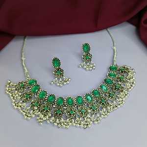 Boho oxidado Floral gota encantos boda tradicional cristal gargantilla collar indio moda joyería conjunto para mujer - Product Image 2