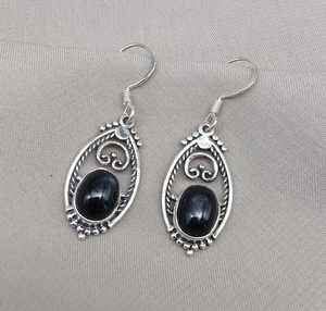 <b>Black</b> Onyx Sterling Silver Gold Plated Stud <b>Earrings</b> Vintage Boho Handmade Gemstone Jewelry Elegant Anniversary Gift <b>for</b> <b>Women</b> - Product Image 6