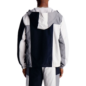 เสื้อแจ็คเก็ตกันลมผู้ชายแบบมีฮู้ด น้ำหนักเบา สีสันตัดกัน เสื้อคลุมกีฬาแบบสั่งทำพิเศษ ผ้าไนลอน กันลม ผลิตโดยผู้ผลิต OEM ในสหรัฐอเมริกา - Product Image 2