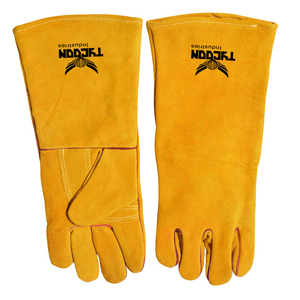 ถุงมือเชื่อมหนังวัวแดงแยกฝ่ามือคู่ถุงมือป้องกันมือ - Product Image 1