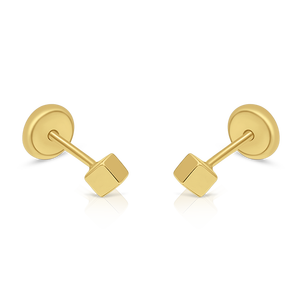 Pendientes de Oro Sólido de 9K con Circonitas Cúbicas (Disponibles en 10K, 14K, 18K) para Mujeres, Niñas y Niños, con Cierre de Rosca, Hechos en España - Product Image 1