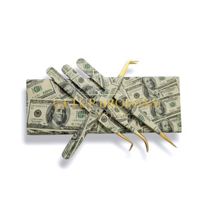 Pince à épiler en acier inoxydable de haute qualité, 10 mm, à pointe lisse, avec revêtement en papier, pointe dorée, logo personnalisé, instrument de beauté - Product Image 4