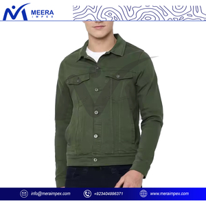 Chaqueta vaquera para hombre de Color verde oliva con diseño personalizado 2025, chaqueta vaquera de secado rápido con botones de tela transpirable de alta calidad para hombre - Product Image 2