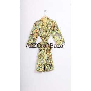 Robe vintage indienne en coton matelassé, style kimono, vêtement de nuit, couvre-bikini, style rétro, vêtements de nuit pour femmes, motif floral - Product Image 6