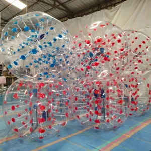 2024 كرة الوفاخة المضيئة الشفافة للبالغين الأكثر مبيعاً للبالغين من المصنع Tpu/ PVC بدلة كرة الوفاخة المضيئة