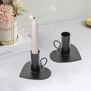 Bougeoir de luxe porte-bâton Style Antique fer Design Unique en forme de coeur métal fer bougie bâton support noir enduit maison - Product Image 3