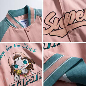 Blouson de baseball d'hiver personnalisé pour homme, avec patch brodé conçu en usine, col montant, boutons, non-tissé, écologique, style urbain tendance - Product Image 2