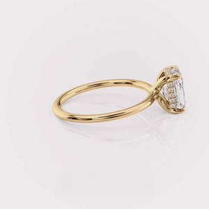 IGI Certified Radiant Cut Lab Grown Diamond Engagement-Wedding <b>Ring</b> with Hidden Halo in 14K Yellow / White & Rose Gold - Product Image 3