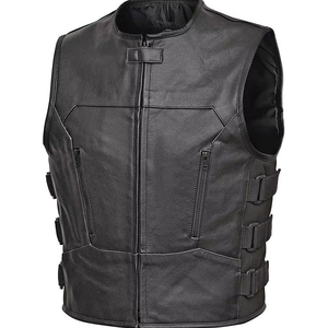 Chaleco de Motociclista de Cuero Genuino Premium en Oferta, Chaleco de Motociclista con Hebilla Lateral Ajustable, Fabricante en Pakistán - Product Image 1