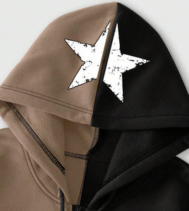 Sudadera con capucha y cremallera con estampado de letras de calavera personalizada de alta calidad para hombre de moda - Product Image 5