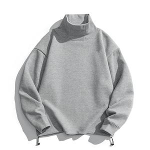 Venta directa de fábrica de alta calidad Drop Shoulder Strings Heavy Oversized Men Hoodie Zipper Color sólido Hoodies Men Hip Hop - Product Image 2