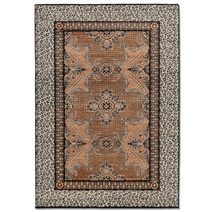 Alfombra de Lana Anudada a Mano Estilo Gilded Age, Patrón de Medallón Rojo y Naranja, Rectangular 9x12, Afgana, para Decoración de Sala de Estar, ENM-9005 - Product Image 1