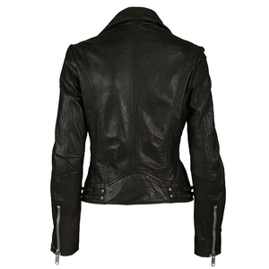 Chaqueta de Cuero Genuino de Piel de Oveja para Mujer, de Alta Calidad OEM, Talla Personalizada, Diseño Sólido, Forro de Algodón, Transpirable e Impermeable - Product Image 3