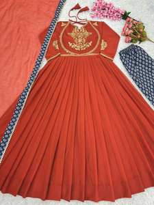 El último diseñador Heavy Faux Georgette bordado secuencia trabajo Anarkali Vestido por FabZone - Product Image 5