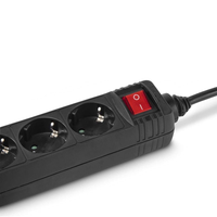 Régulateur d'extension à 5 prises fabriqué en Chine 16A/250V 3680W Longueurs 1,5/3/5m Couleur noire Don Feliz