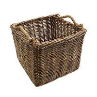 Paniers d'oeufs de Pâques bleus en bambou tissé en rotin avec poignée panier de rangement rond fait à la main bricolage maison petit panier cadeau de rangement