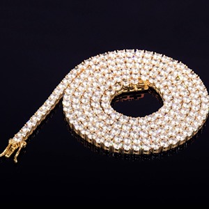 Cadena de Eslabones Miami Estilo Hip Hop Chapada en Plata de Ley 925 y Oro de 18K con Incrustaciones de Diamantes de Moissanita, Collar de Cadena de Tenis de Lujo - Product Image 4