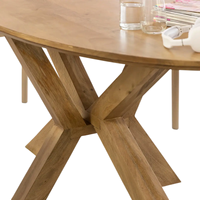 Table à manger pliante en bois massif de forme ovale, écologique, durable, avec plateau en bois de manguier épais, pieds en bois en forme d'araignée, design naturel