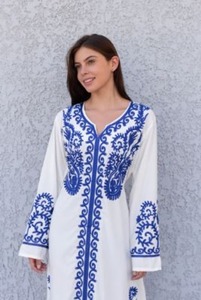 Nouveautés Robe Maxican brodée écologique pour femmes, manches longues, longueur au sol, dentelle, décoration, tour de taille naturel, longue - Product Image 3