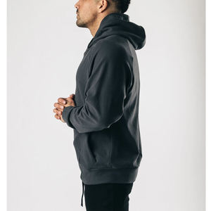 Sweat-shirt à capuche croisé gris foncé uni pour homme, manches longues, style décontracté, streetwear, vêtements de sport, vente en gros OEM ODM - Product Image 5
