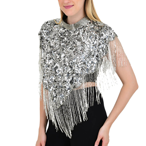 Broderie faite à la main étole Poncho femmes chatoyant élégant perlé Sequin écharpe meilleur mariage anniversaire boîte de nuit carré personnalisé - Product Image 1