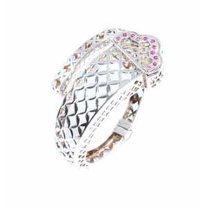 925 Sterling Silver Openwork <b>Bracelet</b> with Heart Shape Stone-Studded - Product Image 3