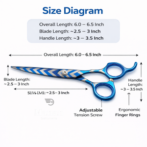 Ciseaux de coiffeur professionnels de 6,5 pouces, revêtement en titane bleu, acier inoxydable, ciseaux de coupe de salon, design ergonomique, OEM - Product Image 5