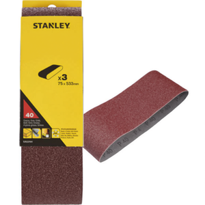Bandes abrasives multi-paquet Stanley 75x533mm pour ponceuses à bande et disques de ponçage - Product Image 2