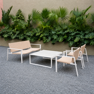 Divano da Esterno in Alluminio per Villa, Set Divano Intrecciato Resistente alle Intemperie per Progetti di Ville e Hotel - Product Image 2