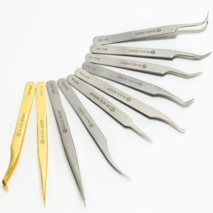 Etiqueta privada Pinzas plateadas Pinzas para pestañas Volumen Extensión de pegamento para pestañas Punta de acero inoxidable Herramientas cosméticas plateadas [] - Product Image 3