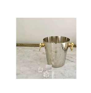 Refroidisseur de vin en métal avec poignée en laiton support de seau à glace Champagne en aluminium refroidisseur de bière refroidisseur de vin forme ronde - Product Image 1