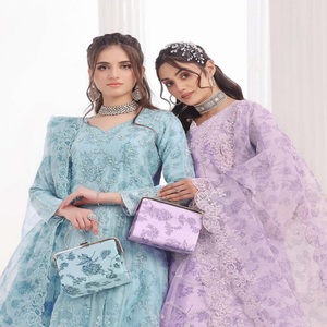 Vestido de Novia de Diseñador Original de Marca, 3 Piezas, Maxi Vestido de Organza Pesada, Trajes Pakistaníes e Indios, Lehnga Choli con Motis, Ropa de Fiesta - Product Image 2