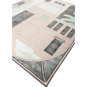 Alfombras de Lana y Seda de Bambú Anudadas a Mano Rojas y Naranjas de Jaipur Wunderkammer - para Dormitorio, Sala de Estar, Pasillo, Diseño Rectangular Novedoso - Esk-9031 - Product Image 2