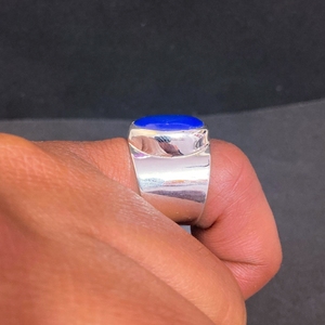 Lapis Fine Jewelry Bague en laiton plaqué argent pour homme Vente en gros de pierres précieuses naturelles oxydées Bague en cristal Lunette Réglage Cadeau de la Saint-Valentin - Product Image 5