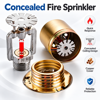 Sprinkler d'incendie encastré au plafond en cuivre à réponse rapide, personnalisé par l'usine Kunan, pour les hôtels