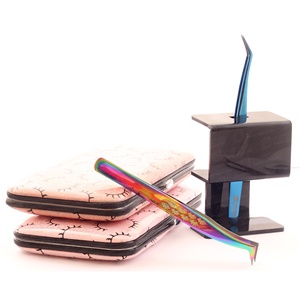 Anti-Corrosive Durable Sharp Precision Tip with No Gaps <b>Boot</b> Volume Eyelash Tweezers With Magnetic Case And Display <b>Stand</b> - Product Image 1