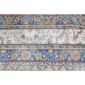 Alfombra Turca Vintage, Alfombra Pequeña de 2.5x3.3 pies, Alfombra Abstracta Azul y Naranja - Product Image 4