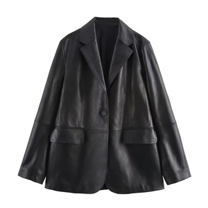 Femmes nouveau automne hiver tricoté veste coton costume avec revers poche bouton décoration vêtements respirants - Product Image 1