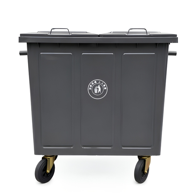 Certified 660L 1100L  Industrial Metallic Skip Bin Waste Bin UV Resistant Mobile Wheelie Bin with 4 Rubber Wheels